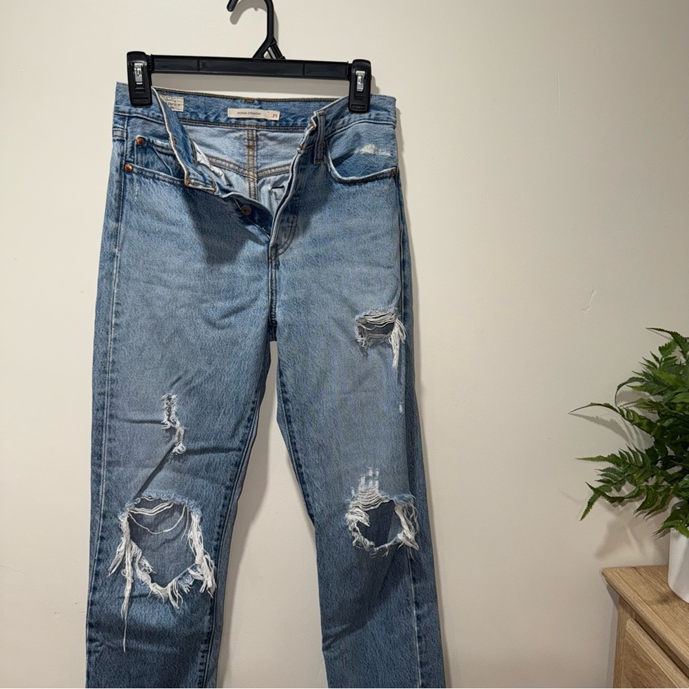 Distressed Blue Jeans